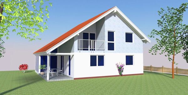 3D vizualizacija hiše z izbrano barvo fasade