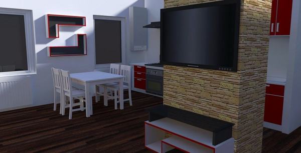 3D vizualizacija notranjosti dnevnega prostora